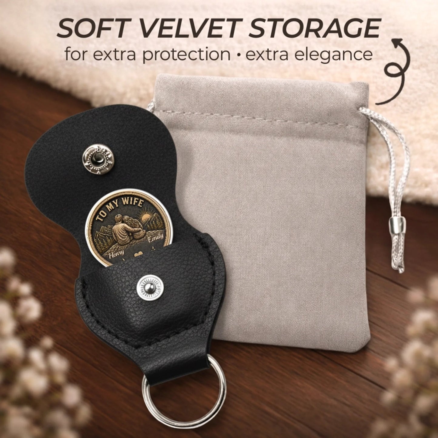 Custom Pocket Hug - Personalized Anniversary Wedding Gifts For Husband And Wife, Him And Her - Love Token Lasts Forever
