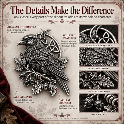 🔥LAST DAY 50% OFF - 🐦‍⬛ Gothic Celtic Raven Brooch – Dark Academia Statement Pin