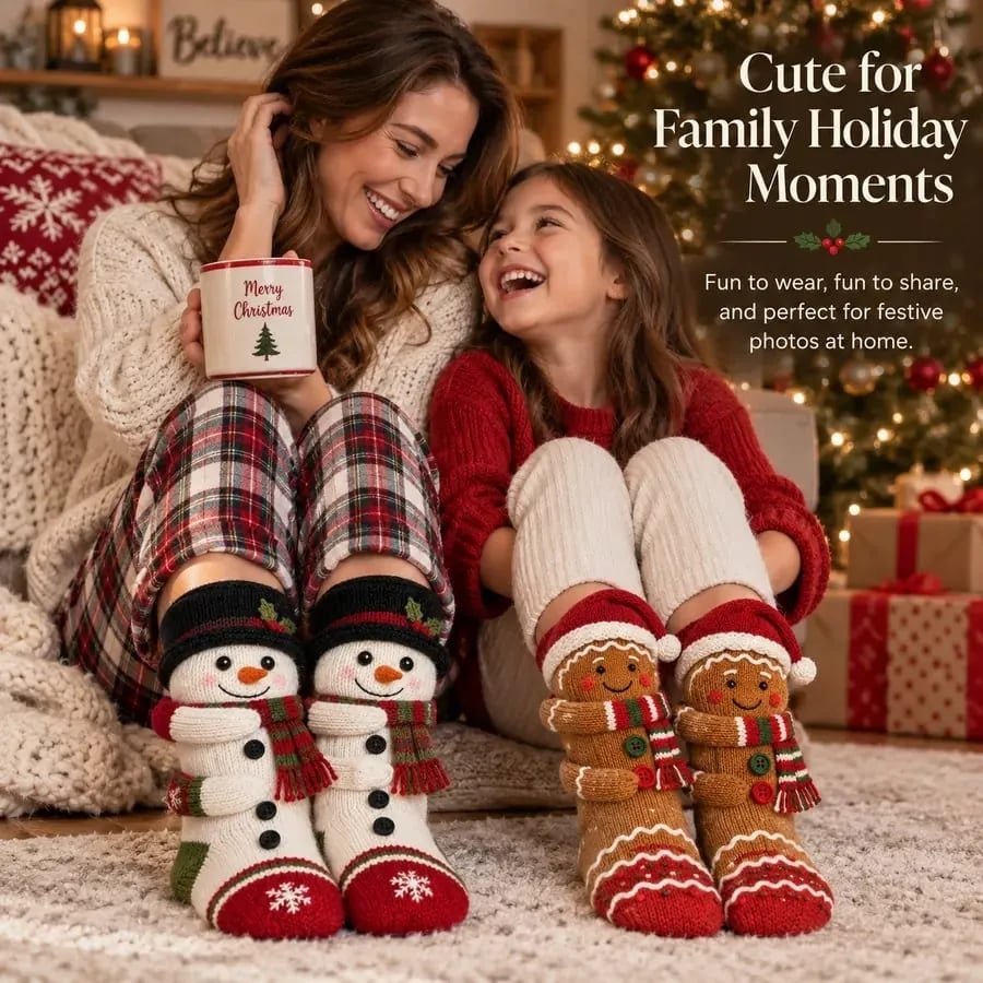 🧦3D Hugging Christmas Socks 🎅 Cute Knit Holiday Socks 5 Designs