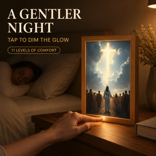 Faith That Glows At Night 🕊️ Illuminated Christian Art Frame | Eye‑Safe LED Devotional Night Lamp, Rechargeable & USB Option, Religious Keepsake Gift