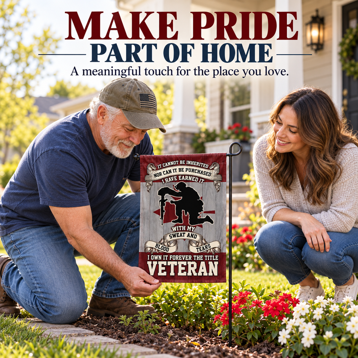 "The Title I Earned" - Proud Veteran Double-Sided Flag | Outdoor Garden & House Decor 🇺🇸🦅