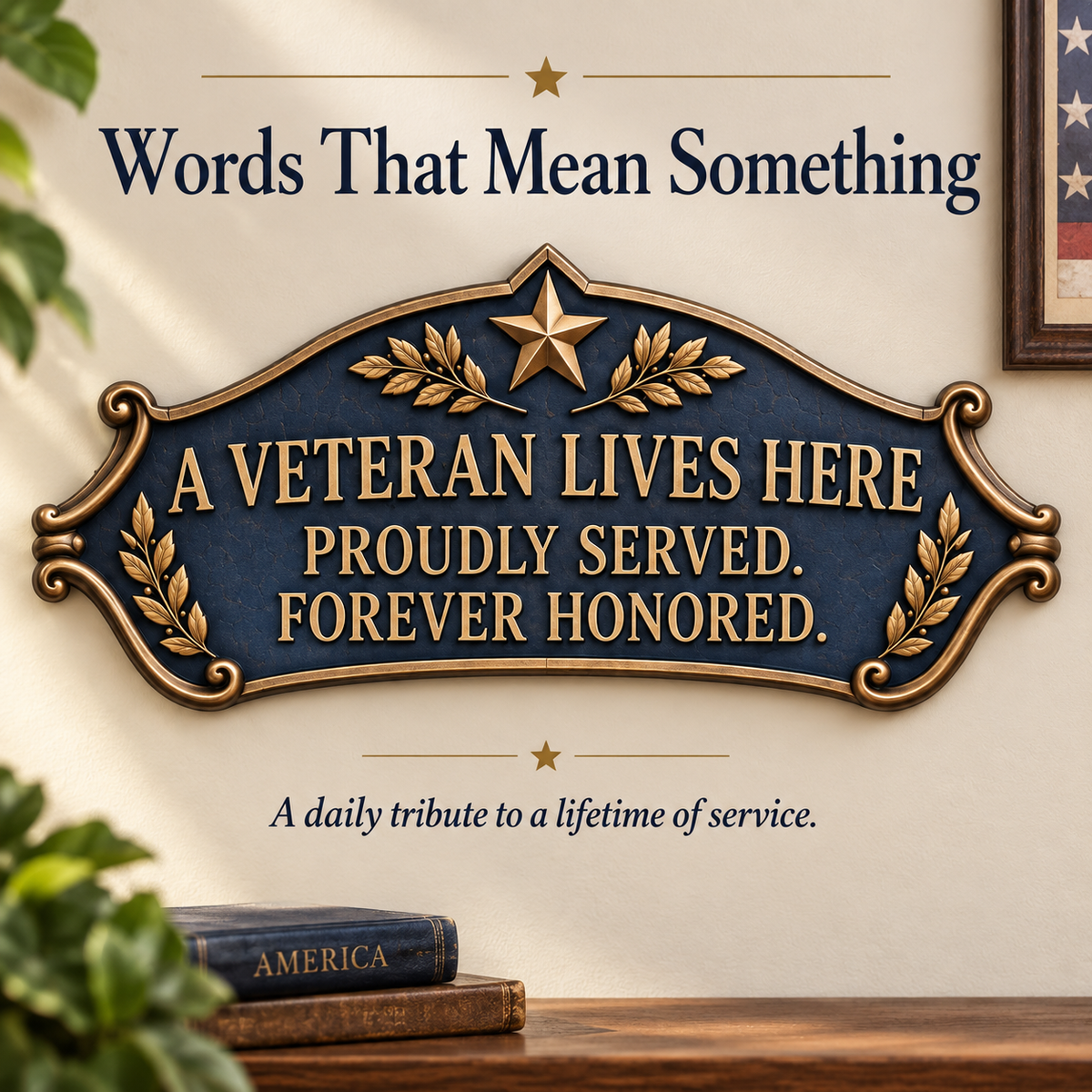 "A Veteran Lives Here" - Proudly Served 3-Piece Door Frame Decor Set 🇺🇸 | Honor Their Service Everyday