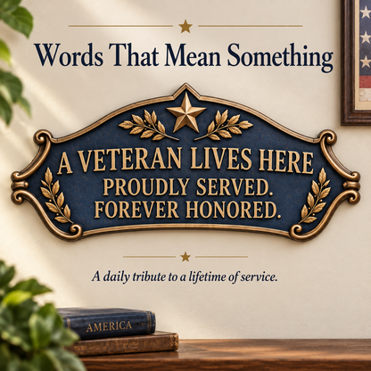 "A Veteran Lives Here" - Proudly Served 3-Piece Door Frame Decor Set 🇺🇸 | Honor Their Service Everyday