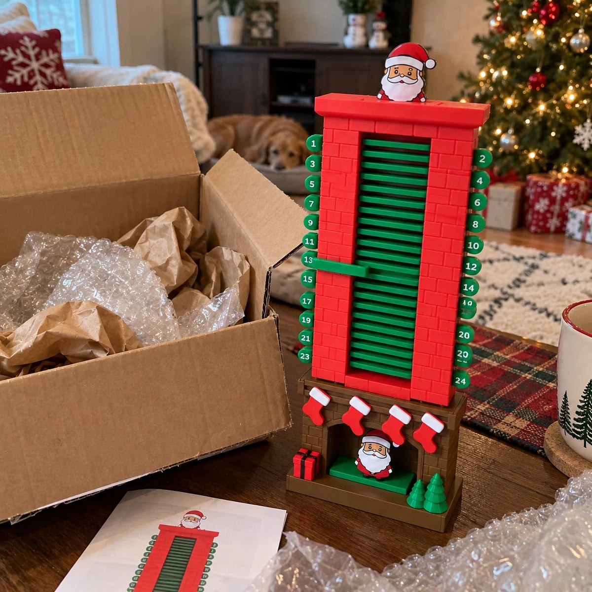 💯🎅Mechanical Santa Chimney Christmas Countdown Calendar