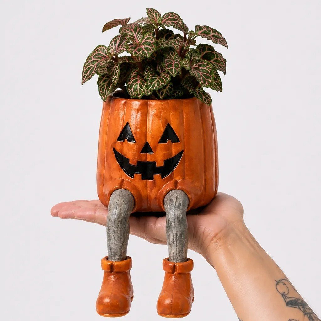 💀🎃Halloween Whimsical Hanging Leg Planter Hand-Painted Resin Succulent Pot💐