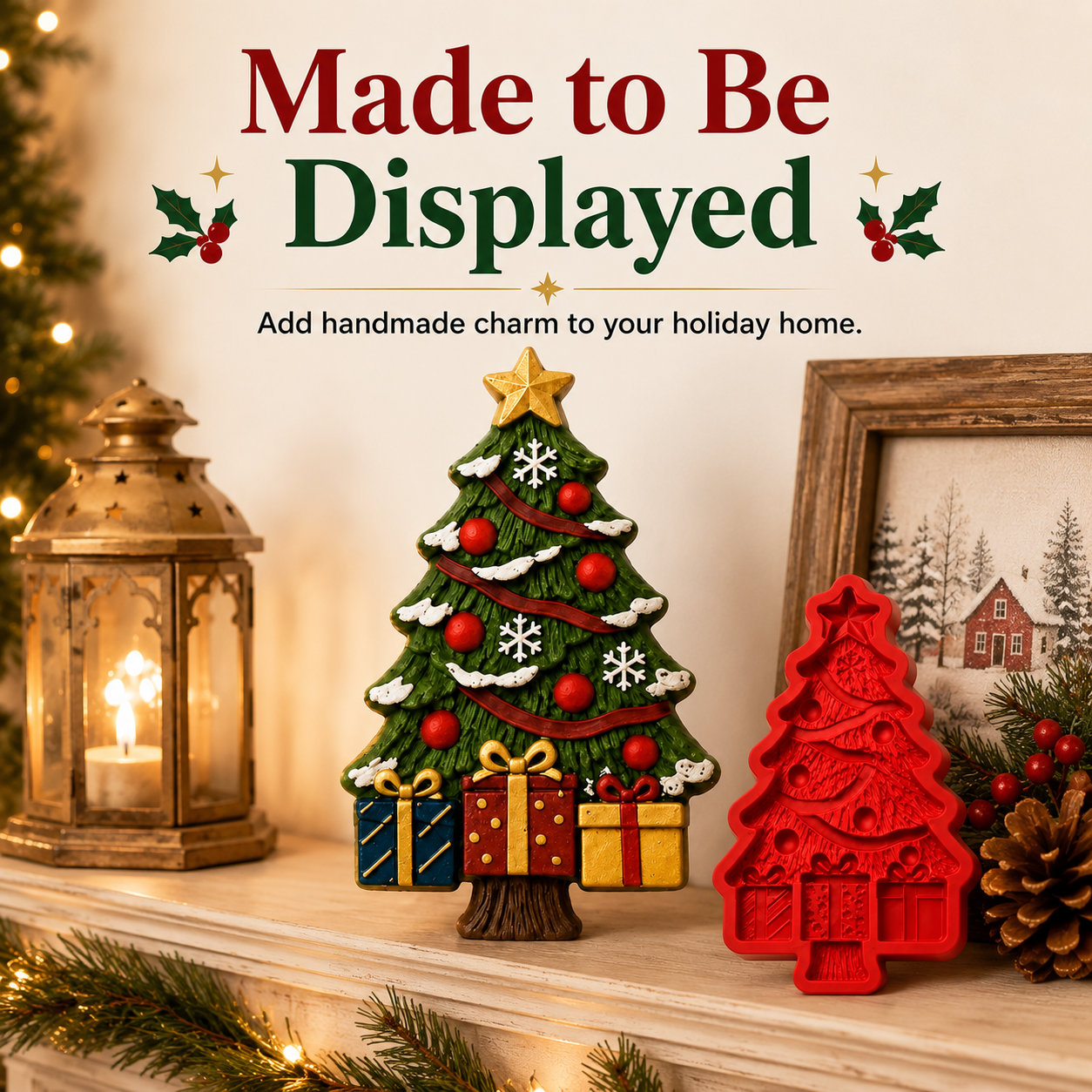 🎄 3D Embossed Christmas Tree Reusable Casting Mold & DIY Craft ✨