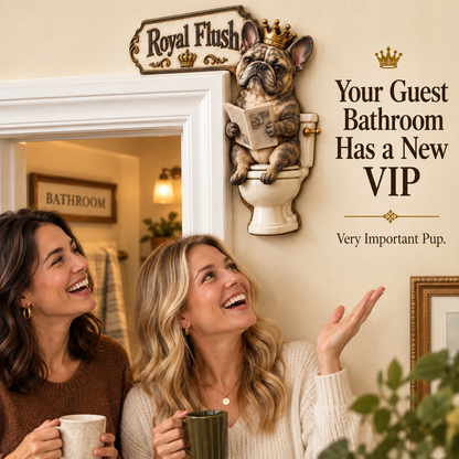👑 "The Royal Flush" Frenchie Door Frame Decor | Hilarious Bathroom Wall Art 🐶🚽
