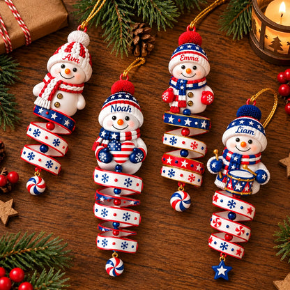 Personalized Patriotic Snowman Custom‑Shape Ornament