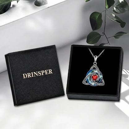 Birthstone Celtic Trinity Knot Necklace – Silver-Plated Crystal Pendant Jewelry