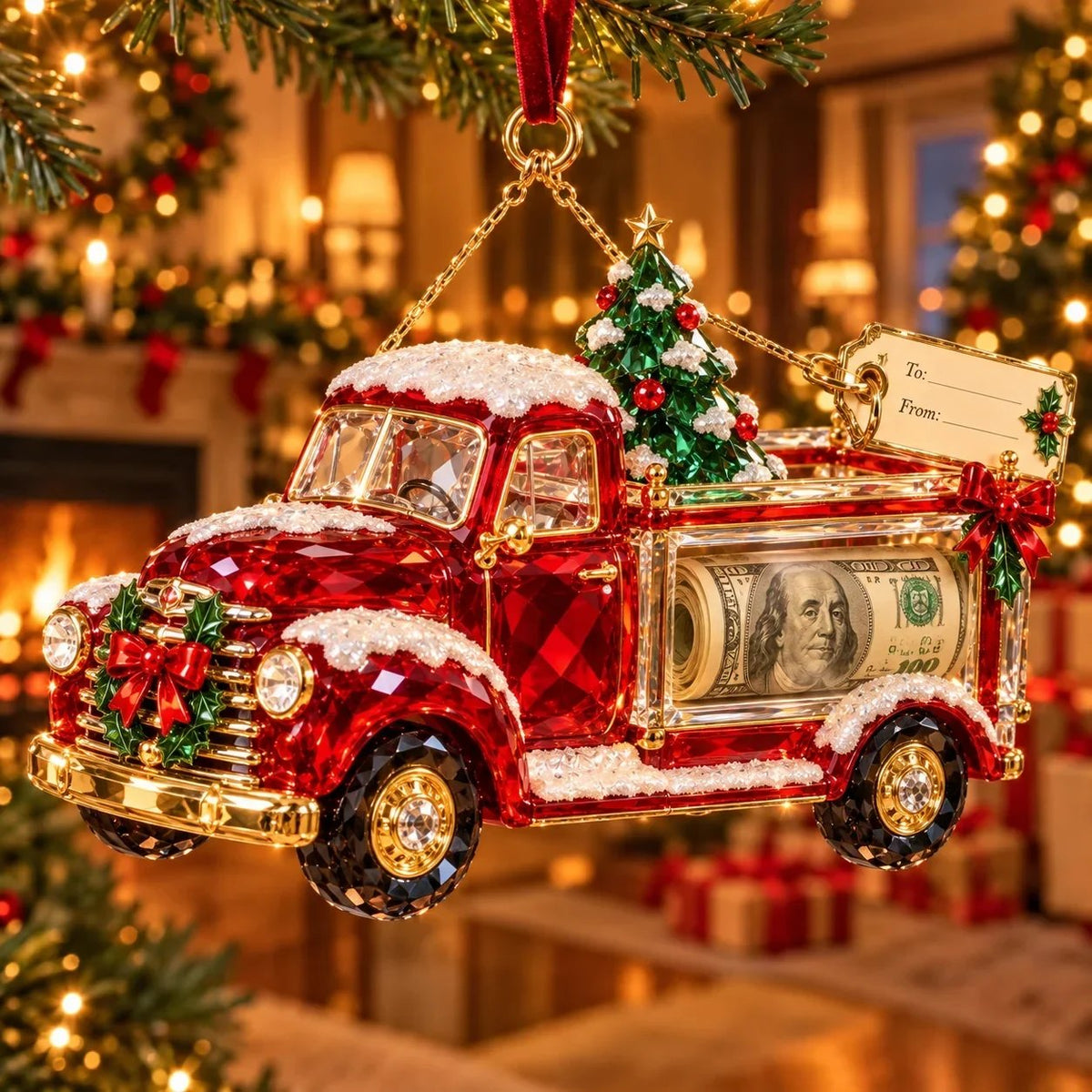 🎄 Christmas Cash Gift Ornament | 20 Crystal-Style Designs with Money Holder & Gift Tag 🎁