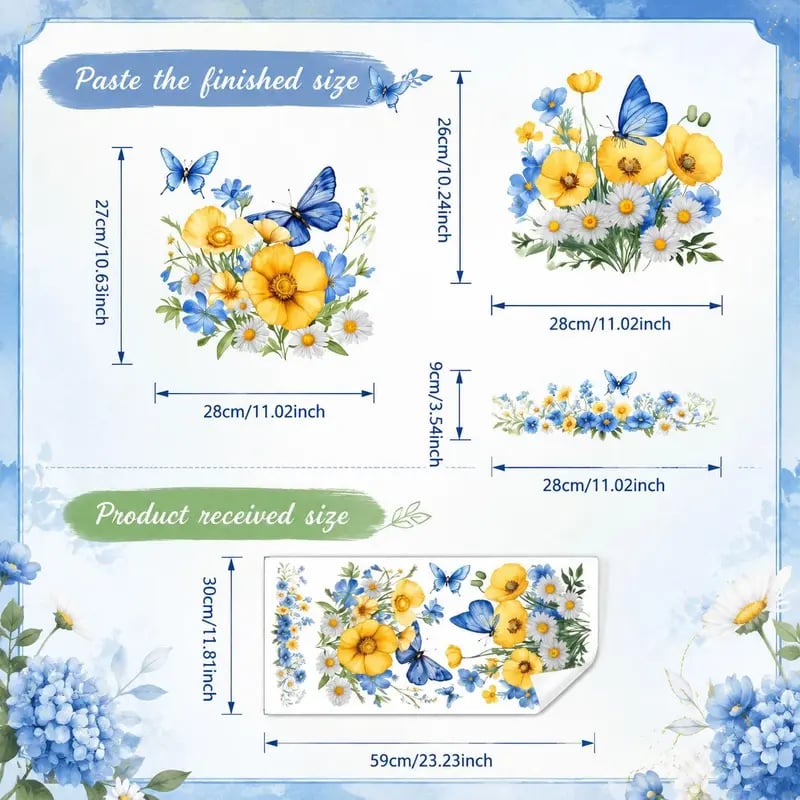Last Day 50% OFF-Only$12.99🎁3-Piece Floral Bathroom Toilet Sticker Set – Decorative Peel & Stick Decals