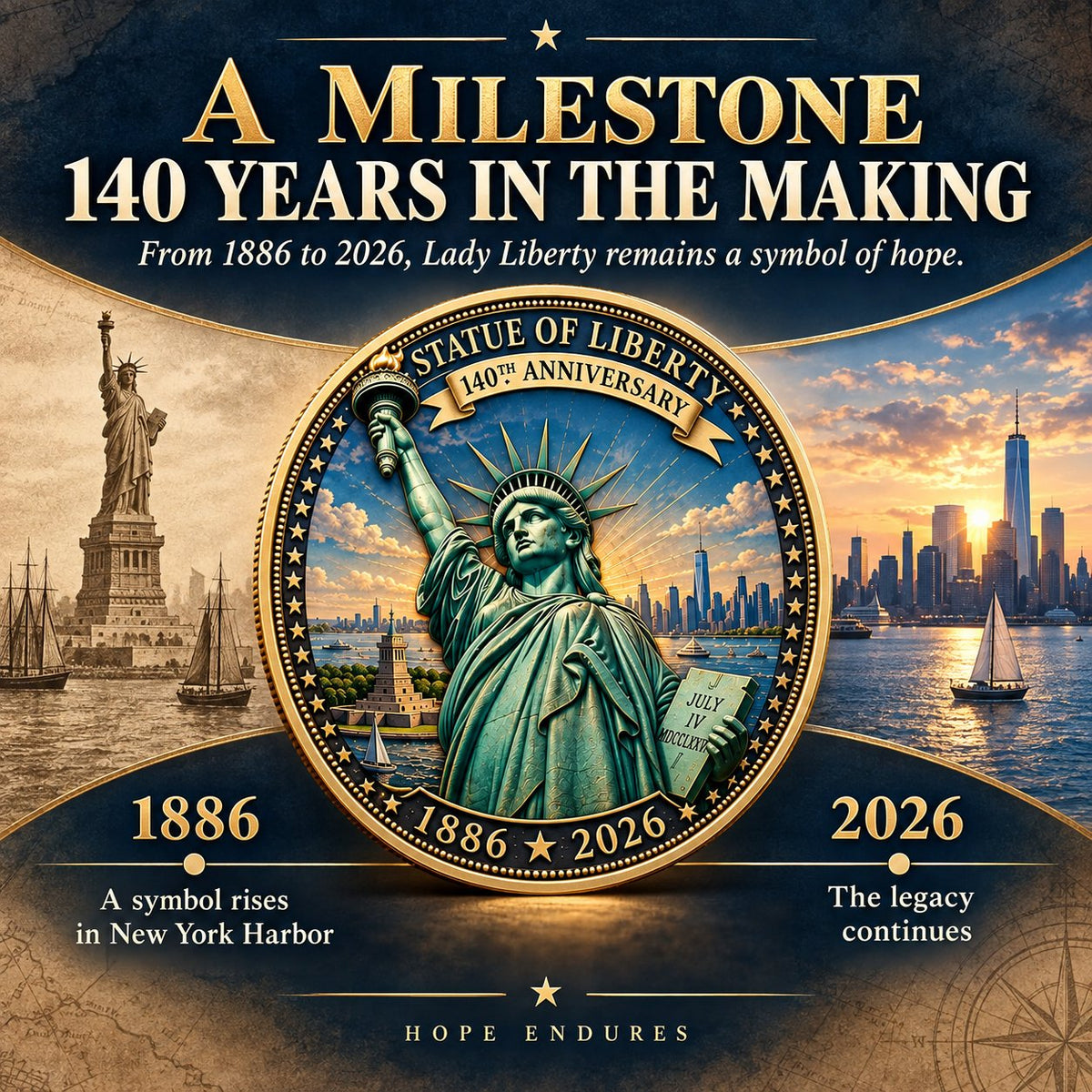 ⏳ Last Day 50% OFF – 🗽 Statue of Liberty 140th Anniversary Commemorative Coin | 1886–2026 American Heritage Keepsake 🇺🇸