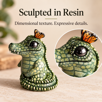 🔥Last Day 50% OFF -🐊 The "Not-So-Scary" Pocket Gator & Butterfly Friend 🦋 (Mini 2" Desk Figurine)