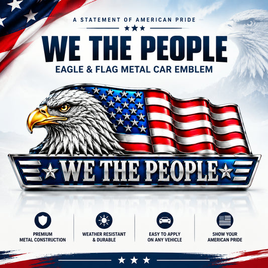 🇺🇸 "WE THE PEOPLE" Eagle & Flag Metal Car Emblem | A Statement of American Pride
