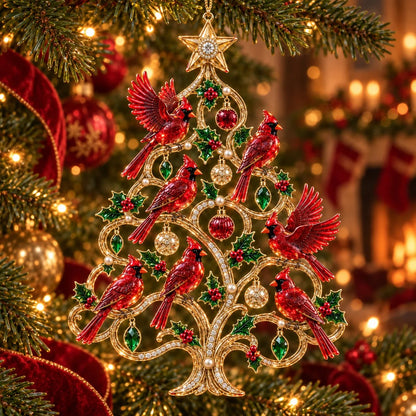 Jeweled Songbird Christmas Tree Ornament Collection – 4 Collectible Crystal-Style Designs