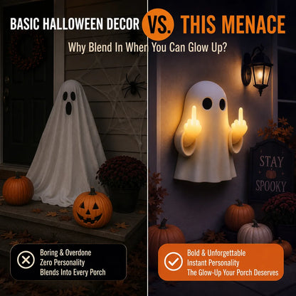 👻SpookGlow Funny Middle‐Finger Ghost Wall Decor✨