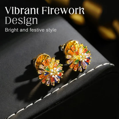 ✨ ✨ Colorful Firework Stud Earrings – Cubic Zirconia, 18K Plated, Festive 🎆