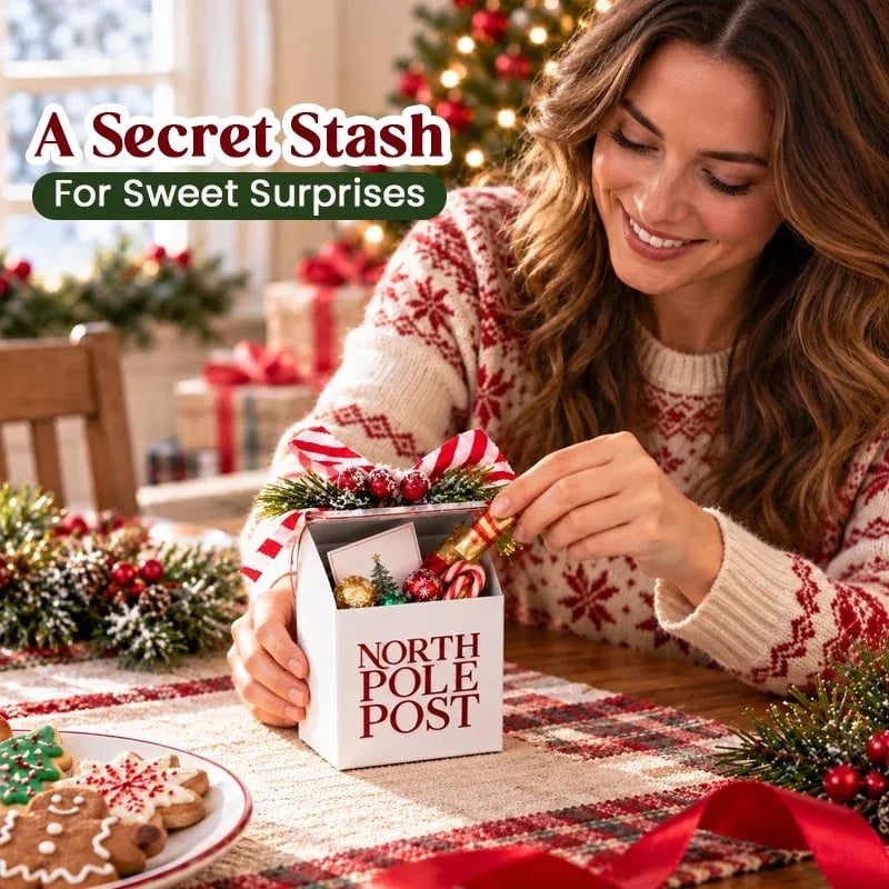 🎅🎄 Santa’s North Pole Post Box – Christmas Mailbox Ornament & Sweet Surprise Gift Box 🎁