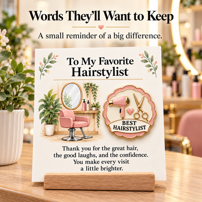 To My Favorite Hairstylist - Premium Enamel Pin & Appreciation Card Set ✂️💖