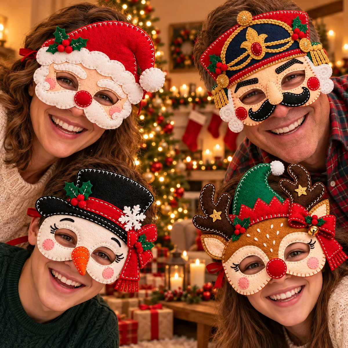 🎄 Handmade Christmas Felt Masks | Cute Holiday Party Costumes & Festive Dress-Up Accessories
