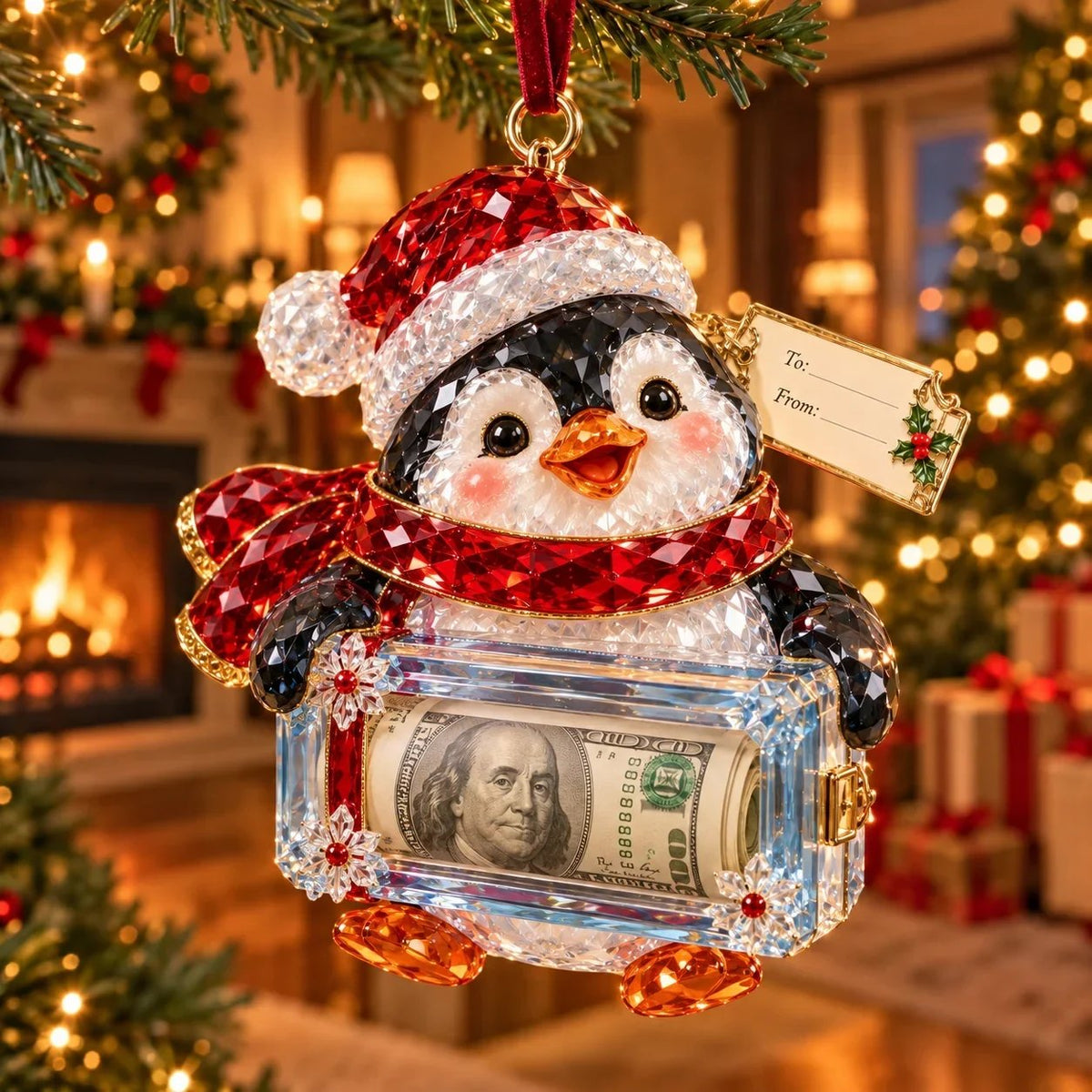 🎄 Christmas Cash Gift Ornament | 20 Crystal-Style Designs with Money Holder & Gift Tag 🎁