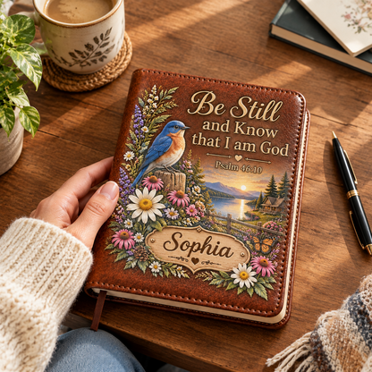 📖 Personalized Leather Scripture Notebook
