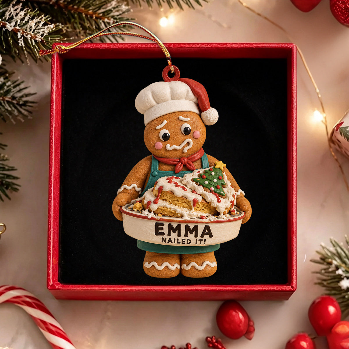 Personalized Gingerbread Baker   Christmas Ornament – Custom Name "Nailed It!" Baking Gift