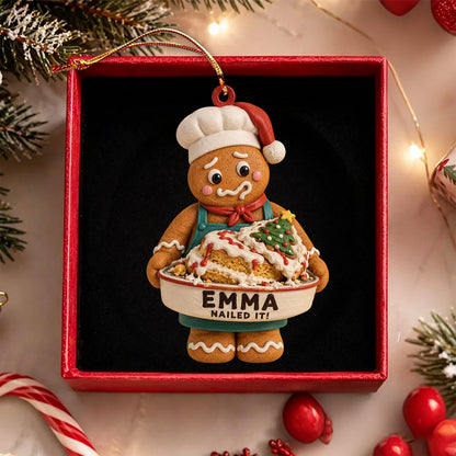 Personalized Gingerbread Baker   Christmas Ornament – Custom Name "Nailed It!" Baking Gift