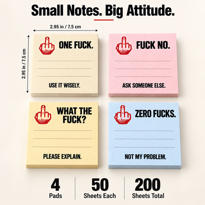 The "Honest Mood" Sticky Note Bundle (4-Pack) 🖕 | Hilarious Office Gag Gift