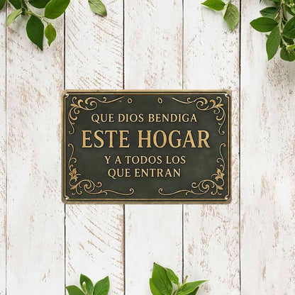 Arte de Pared de Hierro con el Tema Español «Que Dios Bendiga Este Hogar»
