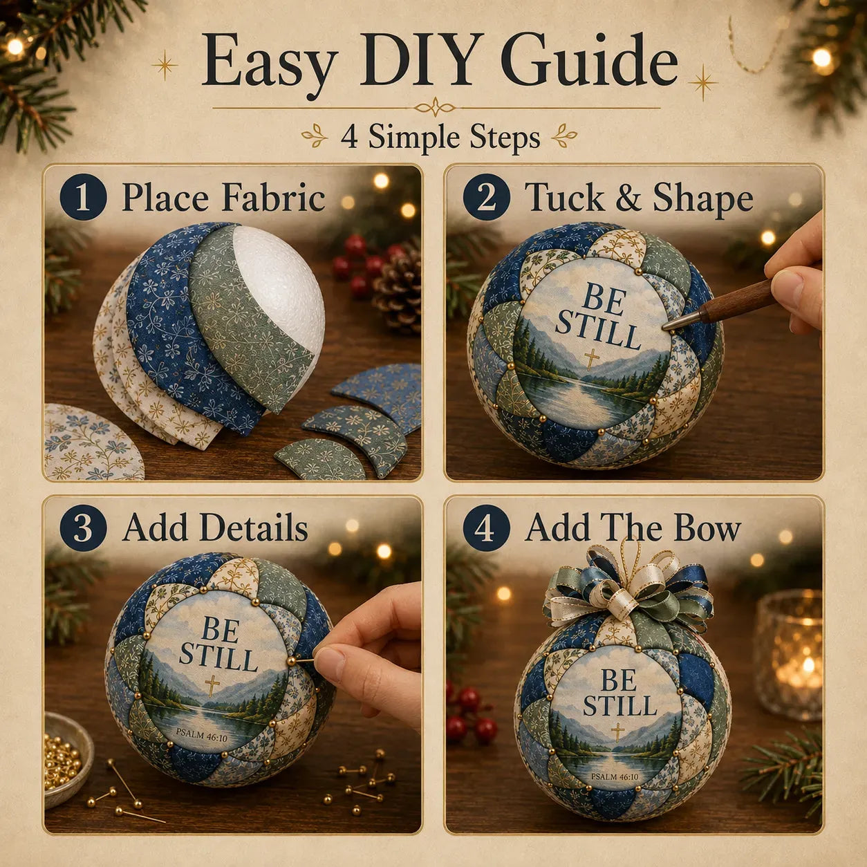 ❤️Beginner-Friendly🎄Christmas Faith Patchwork Ornament DIY Kit