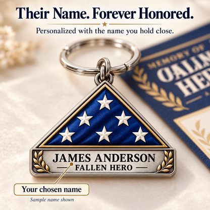 Personalized Fallen Hero Memorial Keychain with Tribute Card