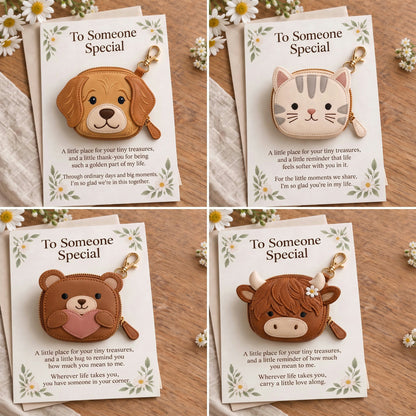 Little Treasures Animal Keychain Pouch & Message Card