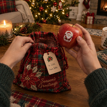✨ Christmas Gift Sacks 6pcs, Santa Reindeer Linen Drawstring Pouches