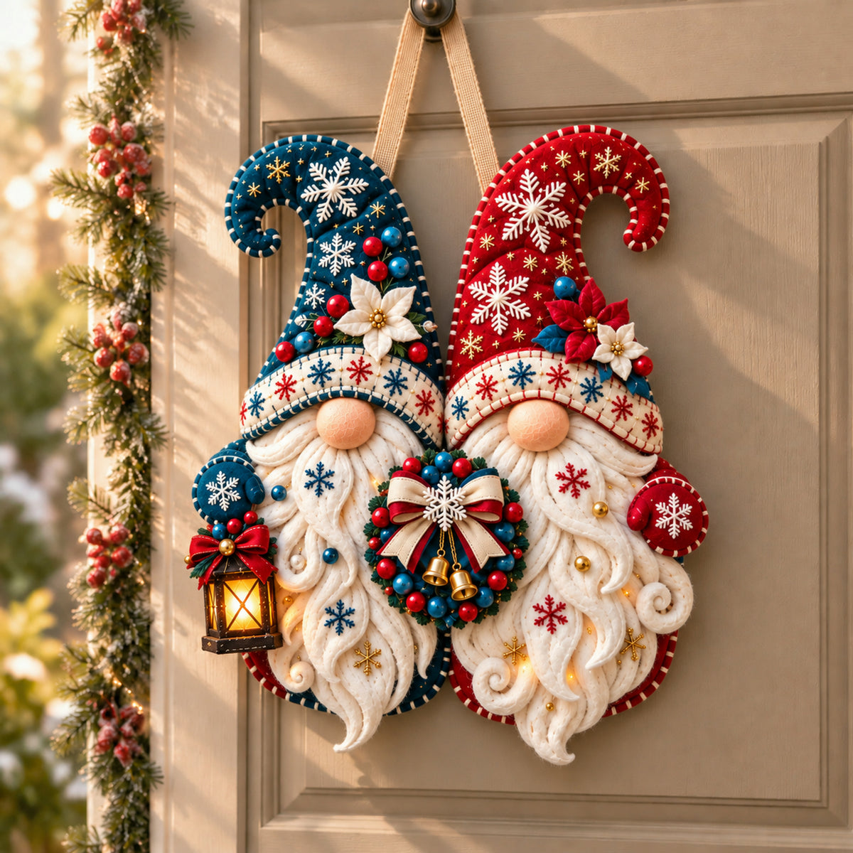 Christmas Gnome Mug Door Hanger 🎄 Felt Santa Gnome Wall Decor Xmas Front Door Ornament Holiday Home Decoration Gift