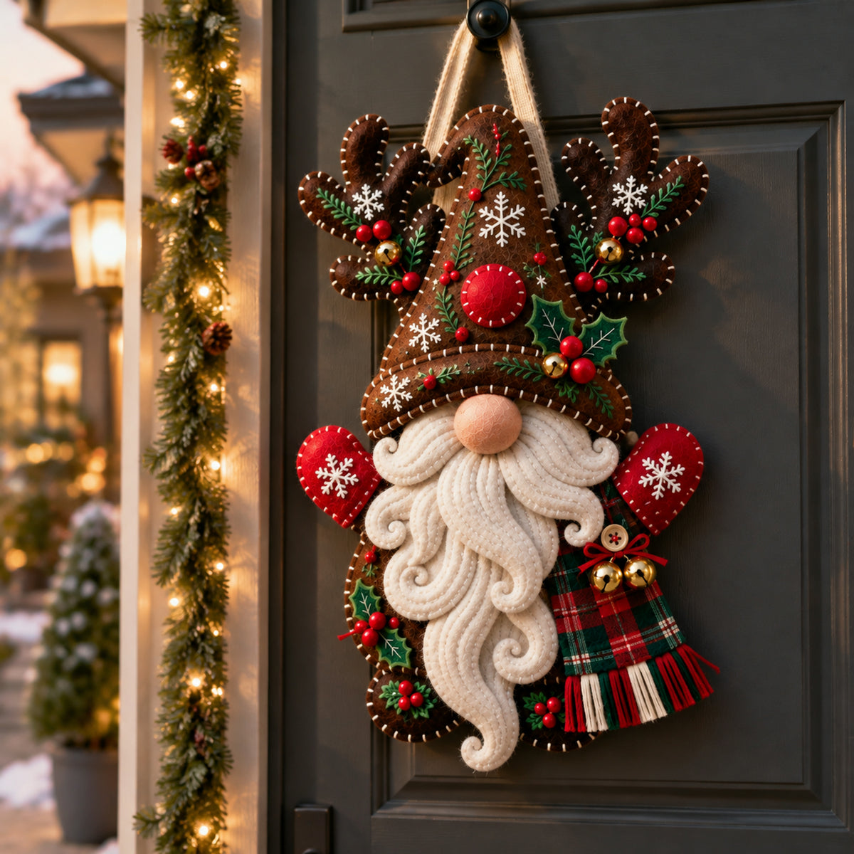Christmas Gnome Mug Door Hanger 🎄 Felt Santa Gnome Wall Decor Xmas Front Door Ornament Holiday Home Decoration Gift