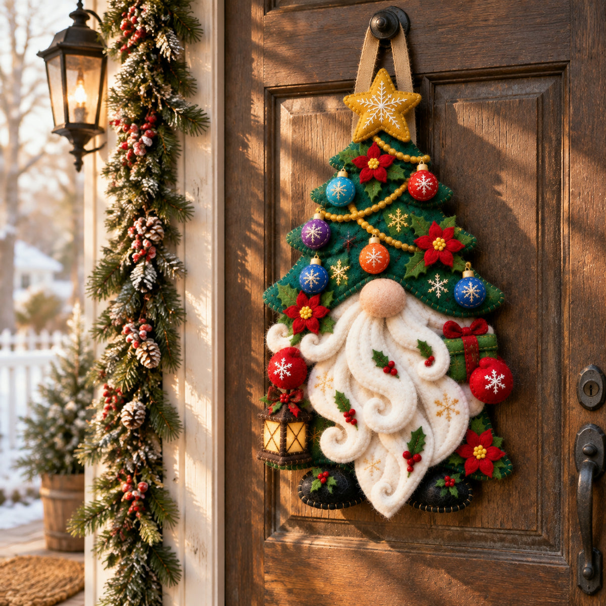 Christmas Gnome Mug Door Hanger 🎄 Felt Santa Gnome Wall Decor Xmas Front Door Ornament Holiday Home Decoration Gift