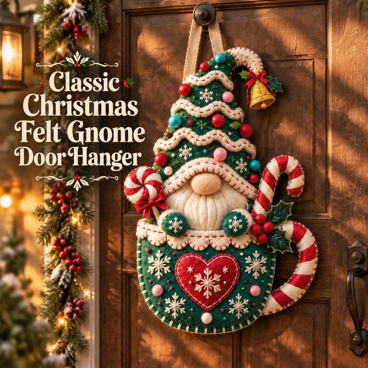 Christmas Gnome Mug Door Hanger 🎄 Felt Santa Gnome Wall Decor Xmas Front Door Ornament Holiday Home Decoration Gift