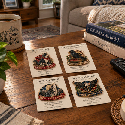 🦅 Patriotic Freedom Enamel Pins | Resist Tyranny Question Authority Animal Lapel Pins