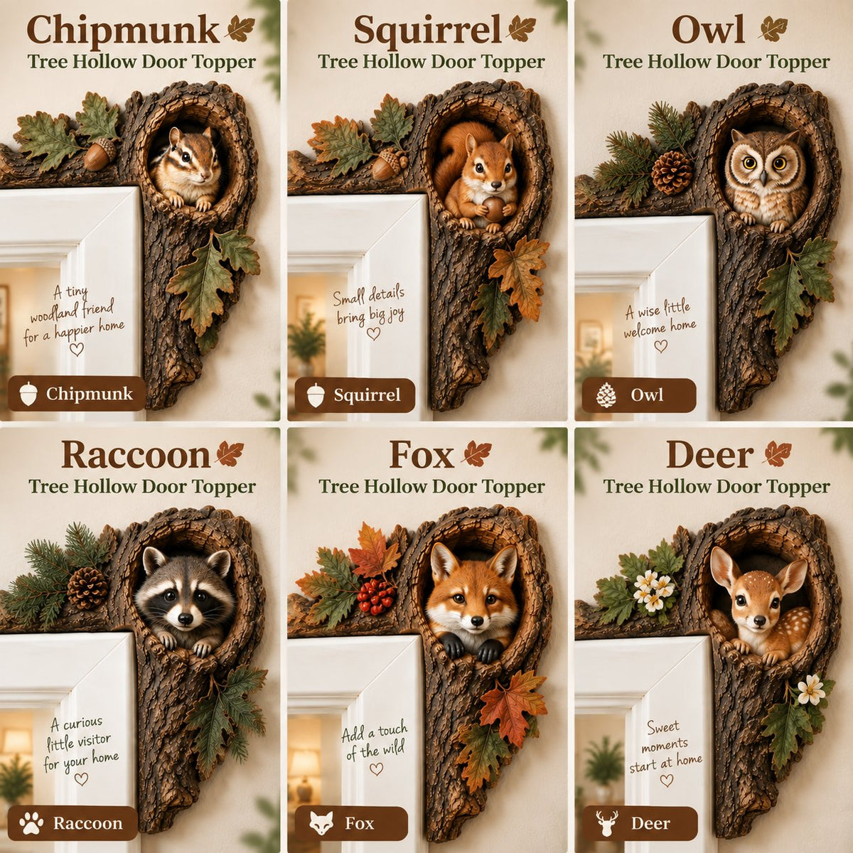 ⏰LAST DAY 50% OFF 🐿️ Chipmunk Tree Hollow Door Topper | Woodland Animal Doorway Decor For Cozy Nature Homes