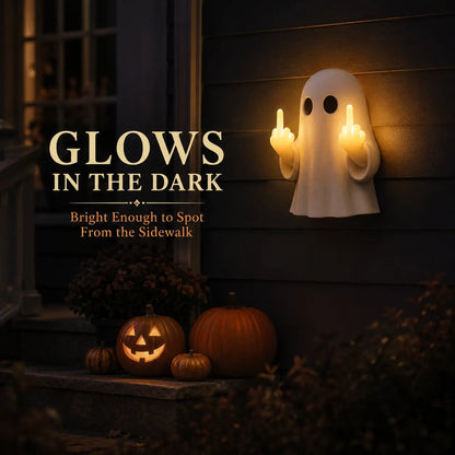 👻SpookGlow Funny Middle‐Finger Ghost Wall Decor✨