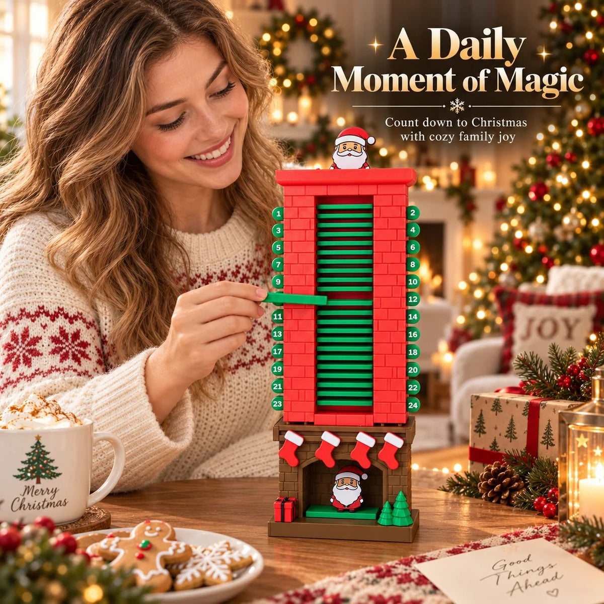 💯🎅Mechanical Santa Chimney Christmas Countdown Calendar