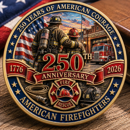 250th Anniversary American Firefighters Commemorative Coin – Courage, Duty & Service 1776–2026