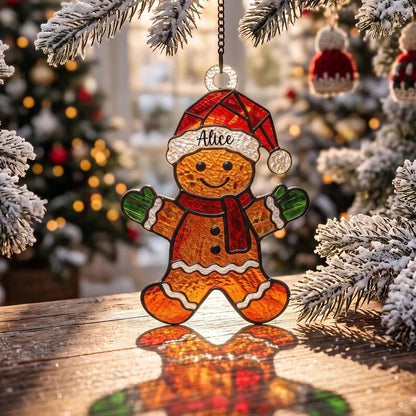 Personalized Christmas‑themed Stained Glass Ornament – Custom Name Suncatcher Tree Decoration 🌈