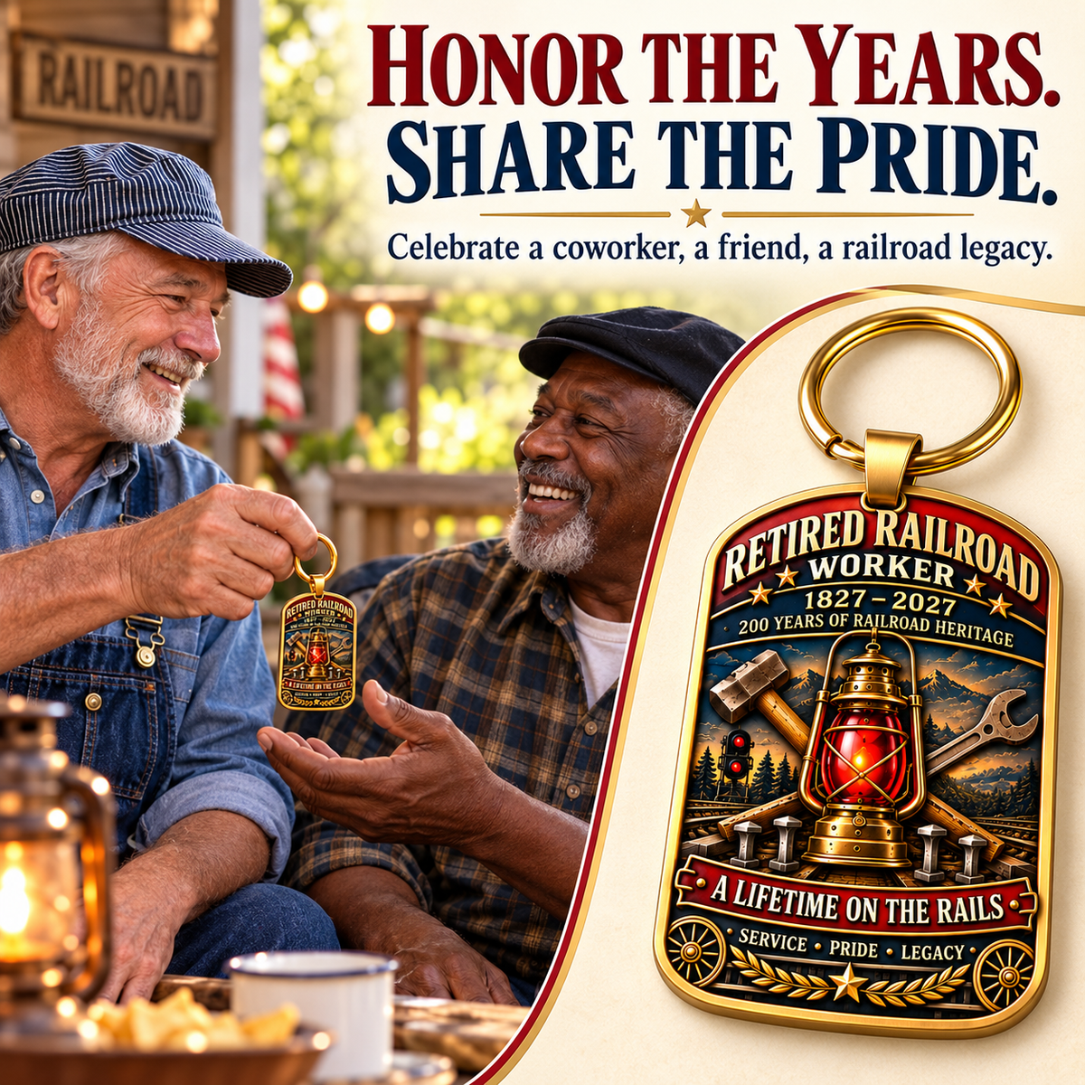 🚂1827–2027 Retired Railroad Worker 200th Anniversary Commemorative Keychain – The Legacy Lives On