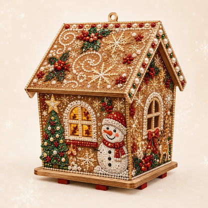 🔥 LAST DAY 49% OFF – 🎄Christmas Pearl Cottage Art Kit | Pre-Cut Wooden Panels, Sparkling Rhinestones, Pearl Beads & Complete Tools for a 3D Holiday House ✨
