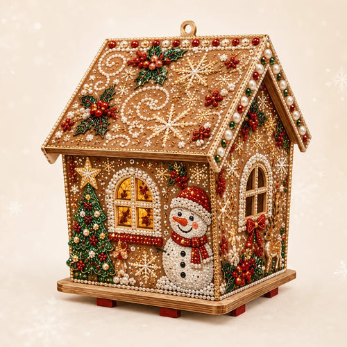 🔥 LAST DAY 49% OFF – 🎄Christmas Pearl Cottage Art Kit | Pre-Cut Wooden Panels, Sparkling Rhinestones, Pearl Beads & Complete Tools for a 3D Holiday House ✨