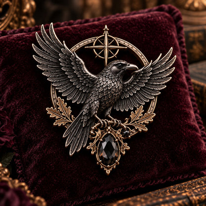 🔥LAST DAY 50% OFF - 🐦‍⬛ Gothic Celtic Raven Brooch – Dark Academia Statement Pin