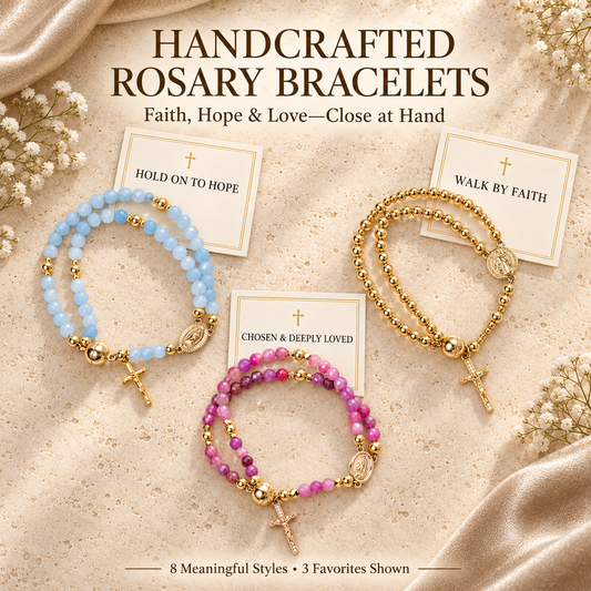 🔥🔥 ✝️Handcrafted rosary bracelets with cards -  A Warm Companion for Your Faith Journey📿