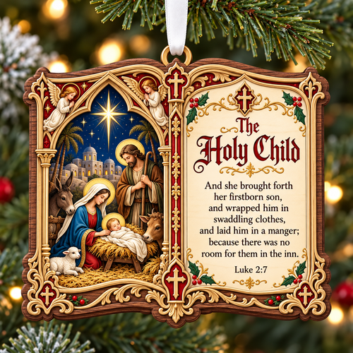 Christian Christmas Bible Verse Book Ornament – Nativity Scripture Keepsake